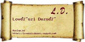 Lovászi Dezső névjegykártya